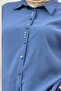 68084 Plus Size Stone Detailed Cupra Shirt with Elastic Sleeves - Indigo - 2