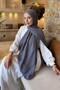 Line Gg Pattern Aura Cotton Jacquard Shawl Smoked