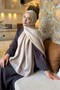 Diamond Pattern Aura Cotton Jacquard Shawl Camel