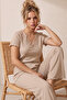 Mink Lace Cotton Ribbed Camisole Knitted Pajama Set26120701