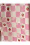 Girl's Rabbit Printed Sweatshirt and Strawberry Patterned Checkered Sweatpants Set - 5