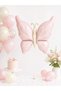 Butterfly Foil Balloon 80X60 cm Cream Powder Pink Blue Retro Birthday Decoration - 6