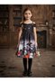 Girls Halloween Printed Off-Shoulder Costume Dress – Black Witch Party Dress