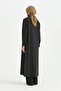 Plus Size Modal Robe with Sleeve Detail - Black - 4