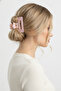 Marble Patterned Light Pink Rectangular Clip Hairpin Set 2 Pieces - 3