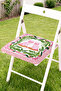 Pink Monkey Figured Leaf Frame Patterned Fringed Zippered Chair Cushion - Tasseled Kitchen Decoration