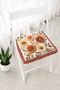 Fringed Zippered Chair Cushion with Autumn Flowers and Leaf Branches Pattern - Tufted Kitchen Decoration - 2