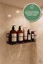 Adhesive Bathroom Shelf Shower Shampoo Holder Metal Black Organizer No Drilling Wall Shelf