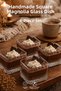 Handmade Glass, Set of 4 Square Magnolia Bowls - Modern Striped Dessert and Presentation Bowl
