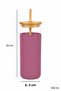 Bamboo Straw Glass Cup 550 ml Coffee Bubble Tea and Water Bottle with Silicone Cover - Pink - 3