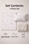 Karya Series ® |   Premium Pike Set |   Special Boxed |   Pique Fabric with Floral Pattern |   Double Bed Sheet & 2 X Pillowcases - 6