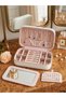 Portable Set of 2 Small and Large Jewelry Organizers with Mirror and Earring Compartment - 3