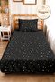 Black Polka Dot Modern Youth Room Single Pique Set - Gold Geometric 160X220 cm Bedspread