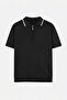 Siyah-Beyaz 2'li Paket Regular Kesim Yaka ve Kol Çizgili Triko Polo Yaka T-shirt TMNSS26PO00026 - 8