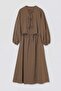 Khaki Tie Front Wide Sleeve Blouse Elastic Waist Pants Two-Piece Set Tdrss26Au00055