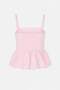 Pink Thin Strap Skirt Flounced Poplin Fabric Elastic Waist Crisp Blouse Tdrss26Bz00092 - 4
