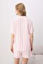 Pink Cherry Embroidered Striped Viscose Woven Pajama Set with Shorts Thmss25Pt00312 - 4