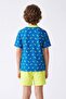 Navy Blue Printed Boys' Swim Shorts Top and Bottom Set Tkdss26Ds00001
