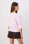 Pembe Puantiyeli Regular/Normal Kalıp Kayık Yaka Soft Touch Örme T-shirt TWOSS26TS00300 - 4