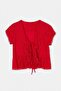 Red V-Neck Lace Detailed Front Tie Ruffle Blouse Tdrss26Bz00101 - 4