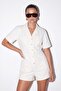White Denim Shirt Collared Shorts Jumpsuit Tdrss26Tu00001 - 2