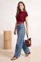 Bordo Düz Kayık Yaka Kolsuz Örme Sandy Bluz TPRSS26BZ00061 - 4