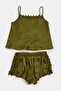 Yağ Yeşil Dantel Detaylı Saten Dokuma Pijama Takımı THMSS26PT00280 - 4