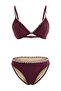 Plum Embroidered Triangle Covered Regular Waist Bikini Set Tbess25Bt00179 - 5