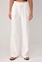 Limited Edition Beyaz Wide Leg Kemerli Dokuma Kumaş Pantolon TWOSS24PL00104 - 3