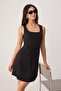 Black Square Neck A-Line/ Bell-Shape Short / Mini Woven Dress Twoss26El00701 - 2
