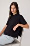 Black Tok Fabric Regular Crew Neck Standard Sleeve 100% Cotton Knitted T-Shirt Twoss26Ts00345