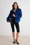 Navy Blue Oversize Suede Coat Twoaw27Mo00015 - 3
