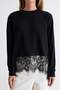 Siyah Dantel Detaylı Regular Kalıp Düşük Kol Interlok Örme Sweatshirt TWOAW27SW00075 - 3