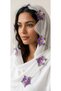 Needle-Embroidered White Color Prayer Mat with Prayer Beads