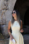 Yellow Halter Neck Belted Flared Dress - 3