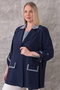 Plus Size (50-56) Jacket Collar Single Button Long Sleeve Two-Piece Suit Women's Blouse - 2