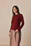 Cotton Long Sleeve Bodysuit Burgundy - 2