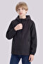 Boys' Black Lined Water and Windproof Double Zipper Hooded Raincoat & Windbreaker