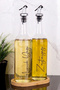 2-Pack 750 ml Sunflower Oil and Olive Oil Dispenser with Bamboo Stand, Glass Oil Bottle with Gray Stopper - 3