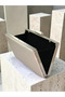 Mink Color Satin Silver Case Silver Stone Evening Bag Evening Bag Wedding Engagement Portfolio - 4