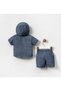 Jungle Blue Navy Blue Beige Shirt Bady Pants 3 Piece Men's Set 9-12-18-24 Months - 3