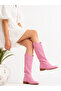 Eliz Women's Short Heel Suede Laser Cut Perforated Summer Boots - 2
