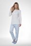 Mecit 6361 blue 100% cotton plus size women's pajama set - 3