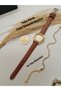 Vintage Model Women's Wristwatch, Taba Color Snake Pattern Strap - Gold Color Case - with Waterway Bracelet