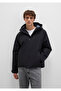 Water Repellent K Hooded Black Coat 0110615-71379