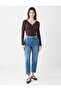 Bitter Brown V-Neck Long Sleeve Ruched Detail Knitted Blouse - 2