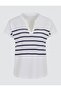 White Stripe Patterned V-Neck Sleeveless Knitted Sweatshirt - 7