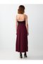 Burgundy Lace Detailed Straps V Neck Woven Long Dress - 6