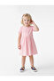 Short Sleeve Crew Neck Dress with Cotton Bows in Ribbed Knit - 3