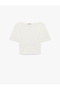 Short Sleeve Viscose Blend Boat Neck Waist Accent Crop T-Shirt - 5